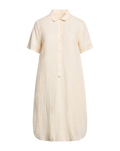 120% Woman Midi Dress Sand Size 2 Linen In Beige