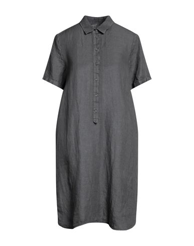 120% Woman Midi Dress Lead Size 4 Linen In Grey
