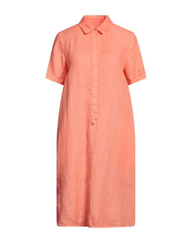 120% Woman Midi Dress Orange Size 2 Linen
