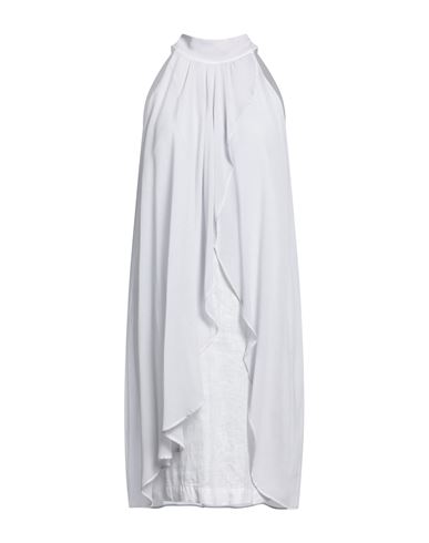 120% Lino Woman Mini Dress White Size 10 Linen, Silk