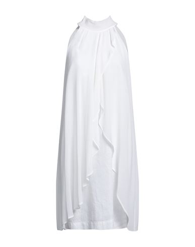 120% Lino Woman Mini Dress White Size 12 Linen, Silk In Purple