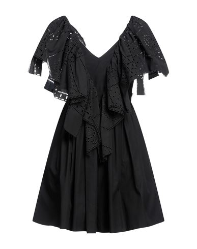 Msgm Woman Short Dress Black Size 6 Cotton
