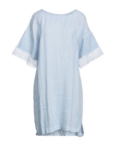 120% Woman Short Dress Sky Blue Size S Linen