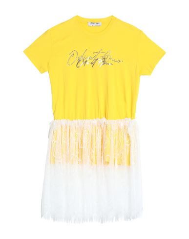 Odi Et Amo Woman Short Dress Yellow Size L Cotton
