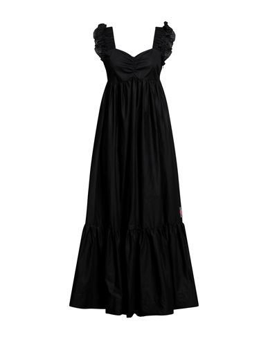 Actitude By Twinset Woman Long Dress Black Size Xs Cotton, Elastane
