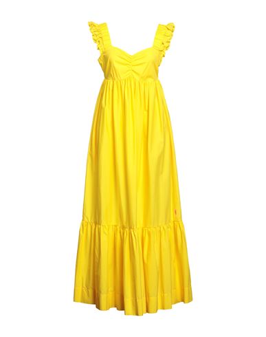 Actitude By Twinset Woman Long Dress Yellow Size S Cotton, Elastane