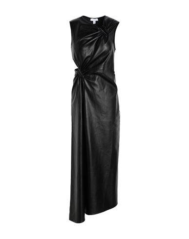 Topshop Woman Midi Dress Black Size 8 Viscose, Polyurethane Coated