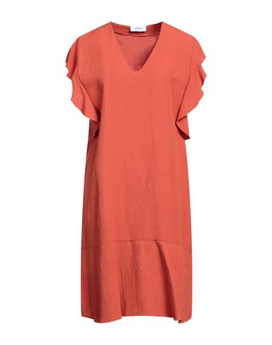 Markup Woman Mini Dress Rust Size Xl Viscose, Linen In Red