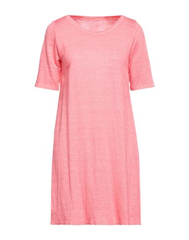120% Woman Short Dress Coral Size Xs Linen In Red
