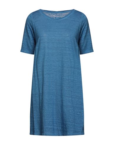 120% Woman Short Dress Blue Size Xs Linen
