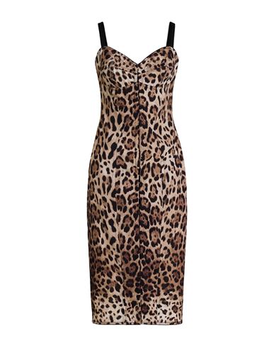 Dolce & Gabbana Woman Midi Dress Khaki Size 8 Polyamide, Elastane In Sand