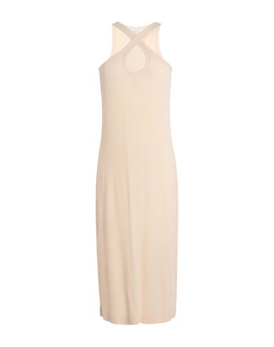 Ninety Percent Woman Midi Dress Beige Size Xl Tencel Lyocell, Elastane