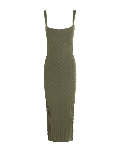 Ninety Percent Woman Midi Dress Military Green Size M Viscose, Polyamide, Recycled Polyester