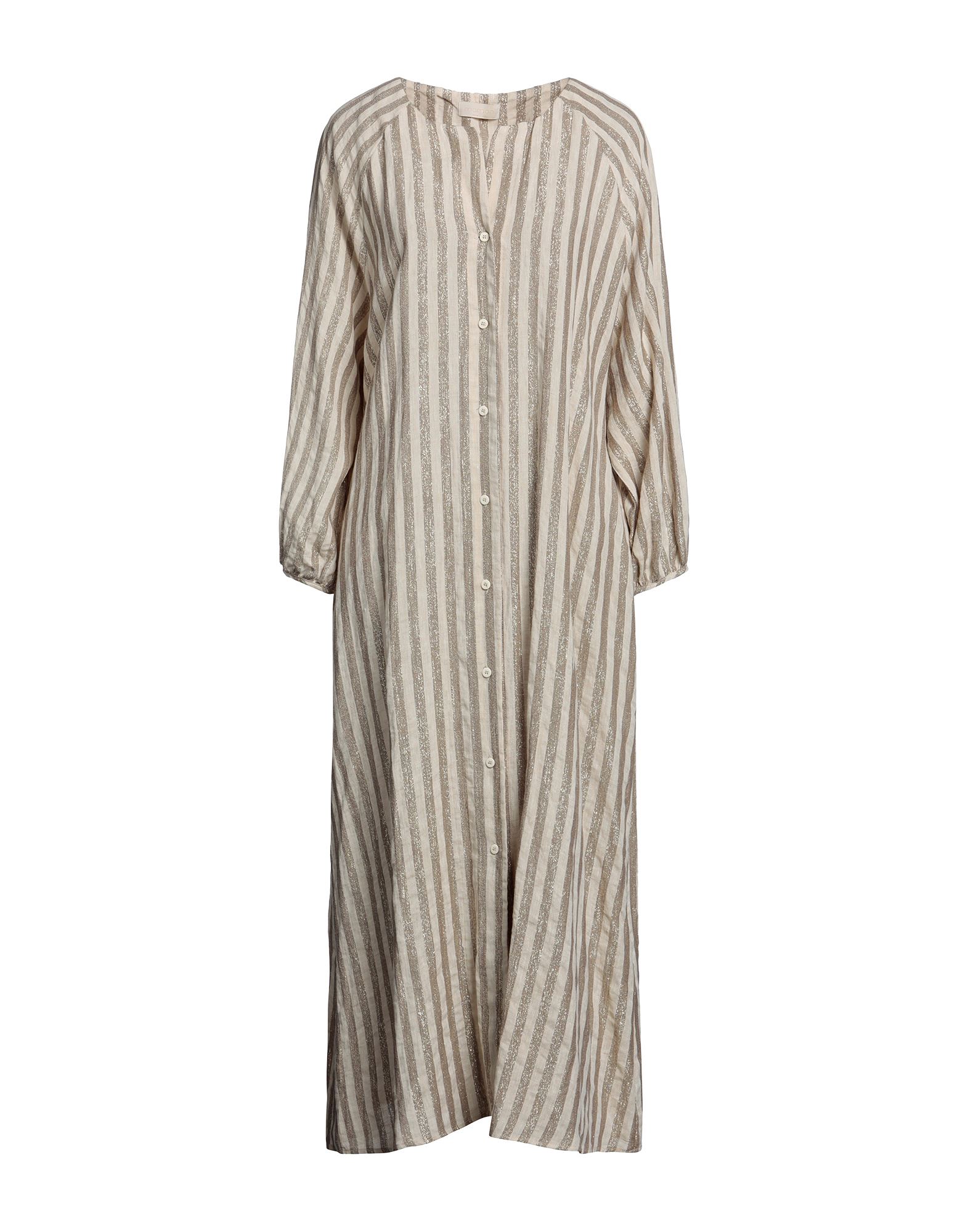 Momoní Woman Maxi Dress Beige Size 10 Linen, Viscose, Polyester, Polyamide