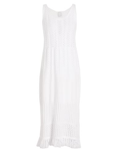 8 By Yoox Organic Cotton Fringed Maxi Dress Woman Midi Dress White Size Xs Organic Cotton