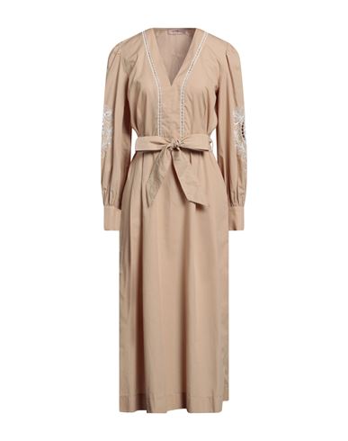 Twinset Woman Midi Dress Beige Size 10 Cotton