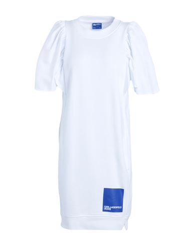 Karl Lagerfeld Jeans Klj Ruffled Sweat Dress Woman Mini Dress White Size Xs Organic Cotton, Recycled