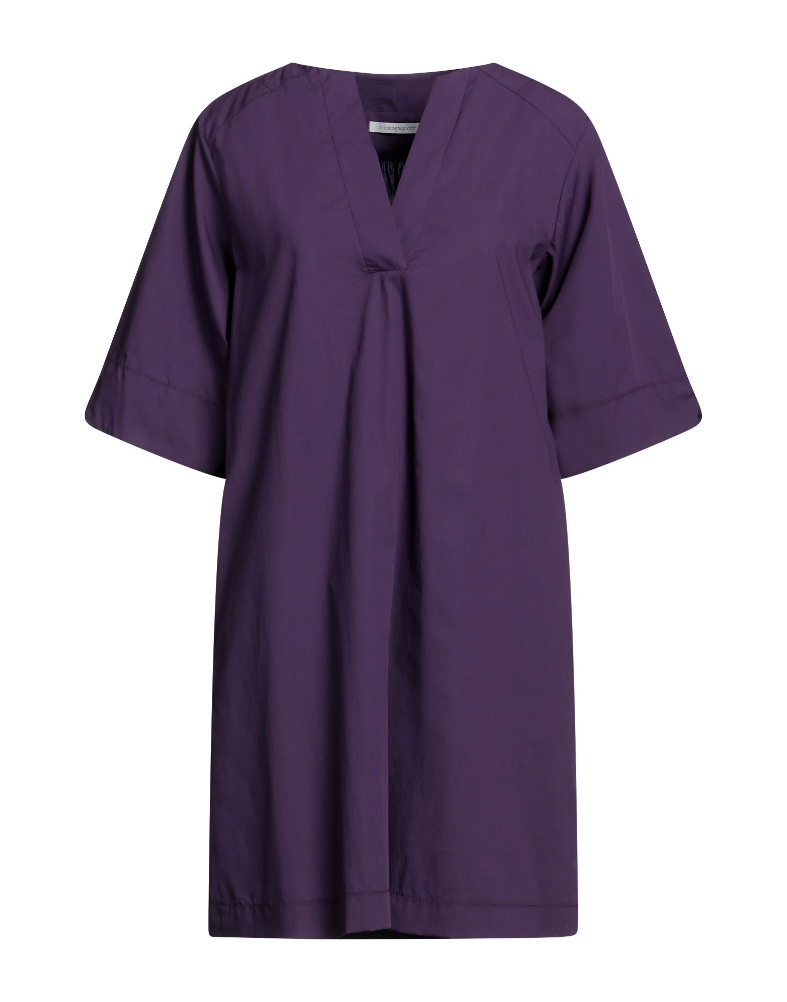 Shop Biancoghiaccio Woman Mini Dress Dark Purple Size 6 Cotton, Polyamide, Elastane