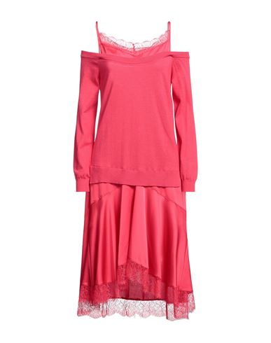 Actitude By Twinset Woman Midi Dress Fuchsia Size L Cotton, Viscose, Polyester, Polyamide In Pink