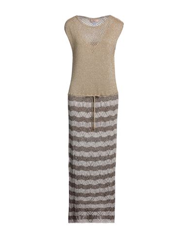 Twinset Woman Maxi Dress Gold Size M Viscose, Polyester