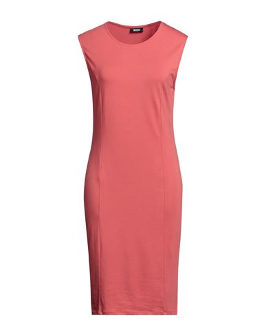 !m?erfect Woman Midi Dress Coral Size S Cotton, Modal, Elastane In Red