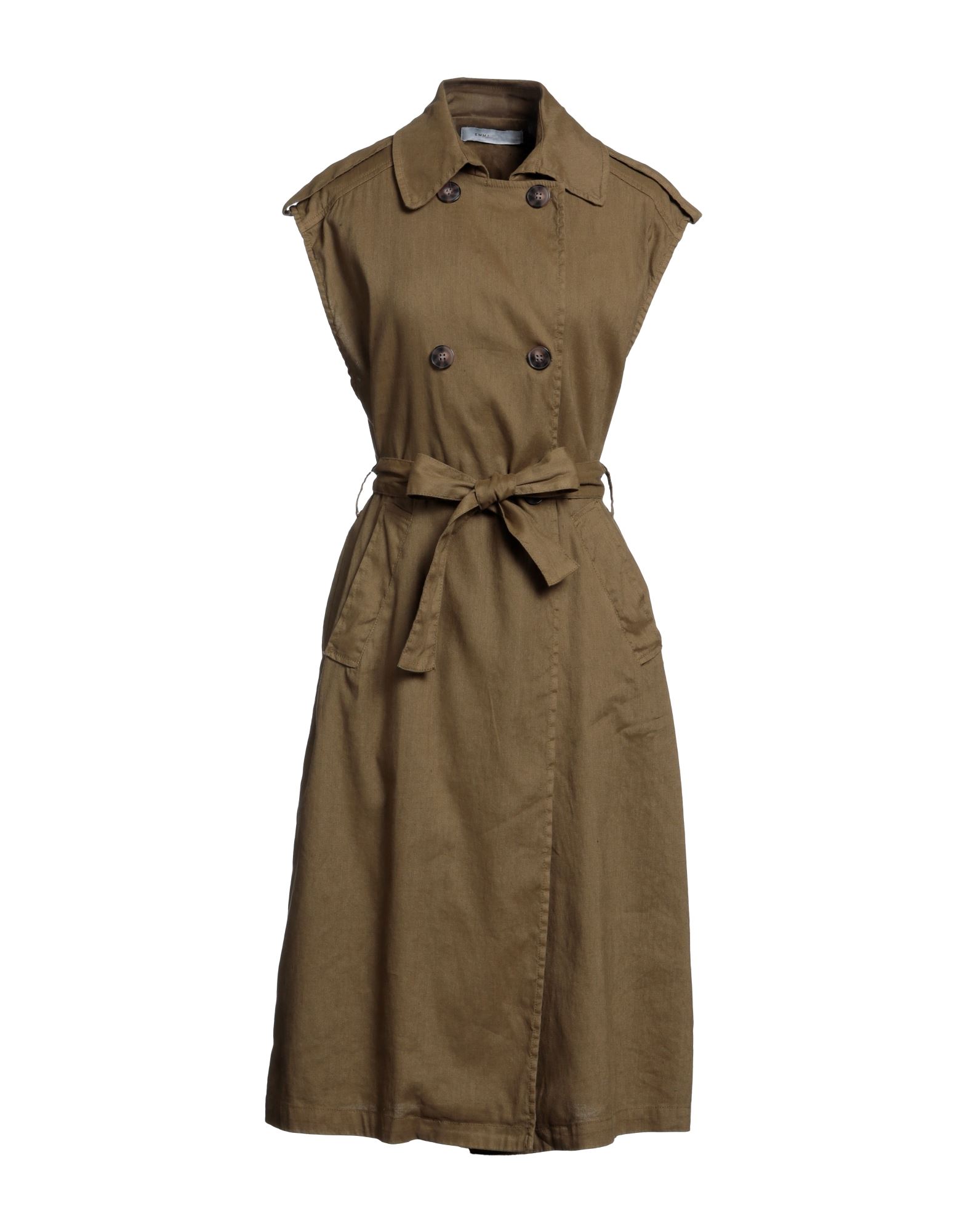 Emma & Gaia Woman Midi Dress Brown Size 6 Linen, Cotton, Elastane