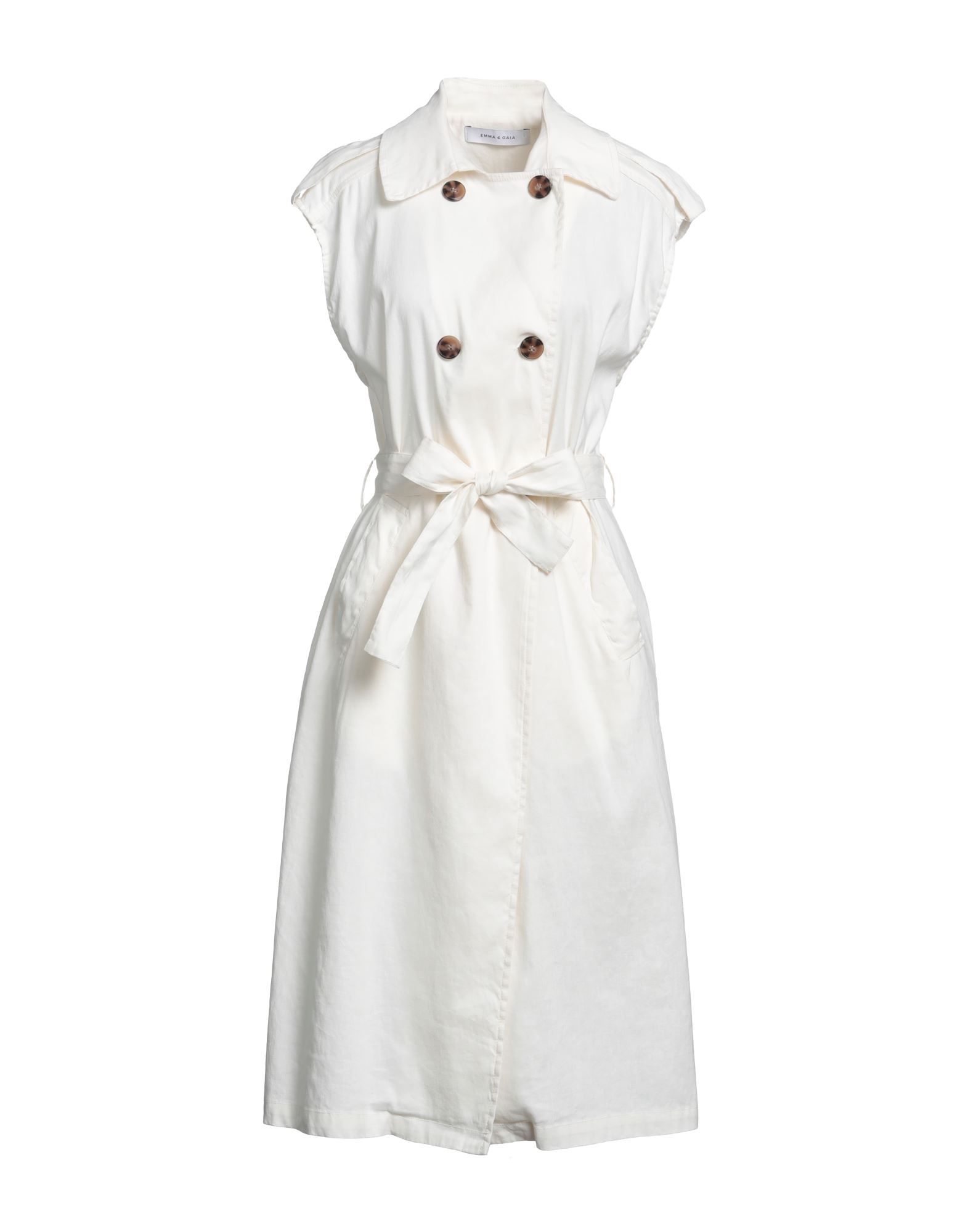Emma & Gaia Woman Midi Dress White Size 8 Linen, Cotton, Elastane
