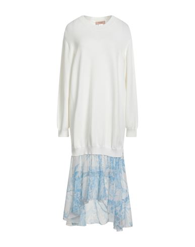 Twinset Woman Midi Dress White Size L Viscose, Polyester