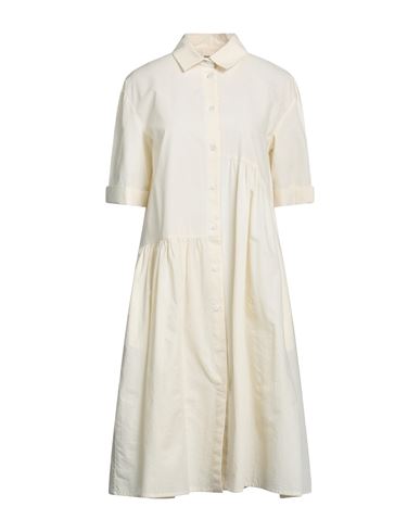 Shop Semicouture Woman Midi Dress Beige Size 6 Cotton