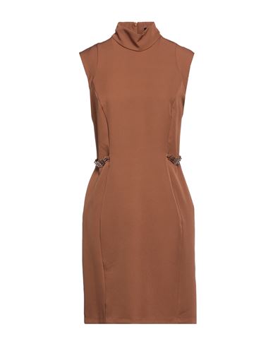 Siste's Woman Mini Dress Brown Size L Polyester, Elastane