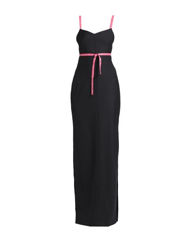 Off-white Woman Maxi Dress Black Size 6 Polyester, Virgin Wool, Elastane, Leather