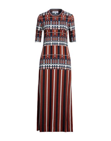 Partow Woman Long Dress Rust Size S Silk, Wool In Red