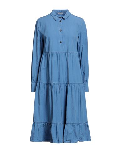 Peserico Woman Midi Dress Slate Blue Size 8 Cotton, Elastane
