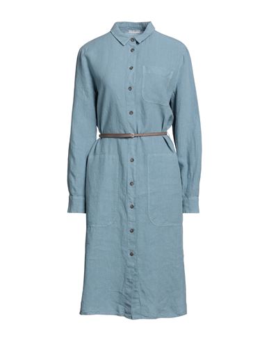 Peserico Woman Midi Dress Pastel Blue Size 10 Cotton, Elastane