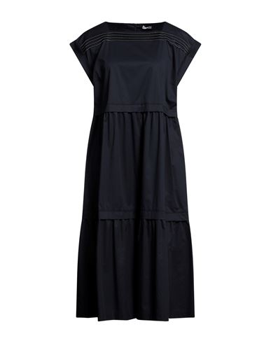 Peserico Woman Midi Dress Midnight Blue Size 12 Cotton, Elastane