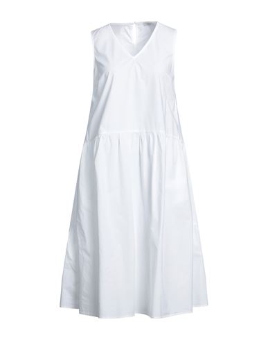 Peserico Woman Midi Dress White Size 12 Cotton, Elastane