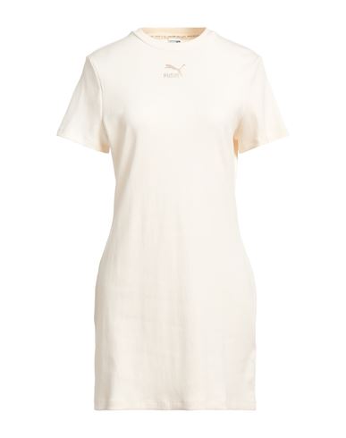 Puma Woman Mini Dress Off White Size S Cotton, Polyester, Elastane