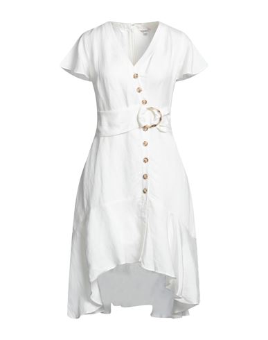Guess Woman Mini Dress Ivory Size Xs Linen, Viscose In White
