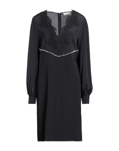 Anna Molinari Woman Midi Dress Black Size 12 Acetate, Silk, Viscose, Polyamide, Cotton