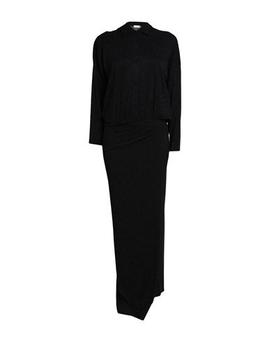 Haveone Woman Long Dress Black Size M Viscose, Lurex, Elastane