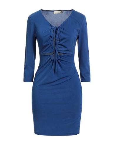 Haveone Woman Mini Dress Bright Blue Size M Polyester, Elastane
