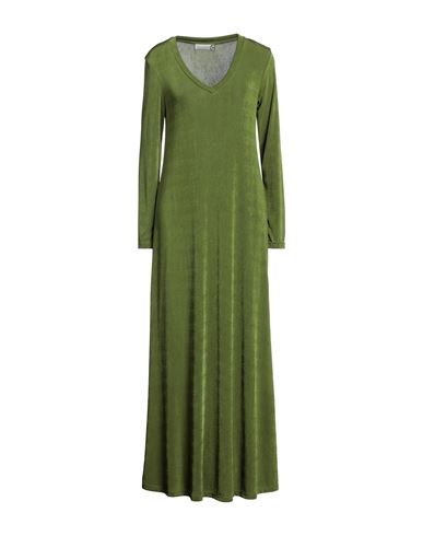 Haveone Woman Long Dress Sage Green Size M Polyester, Elastane