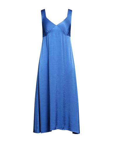 Haveone Woman Midi Dress Bright Blue Size M Viscose