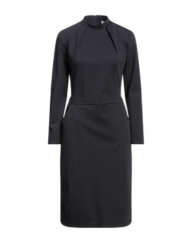 European Culture Woman Midi Dress Black Size M Cotton, Polyamide, Elastane