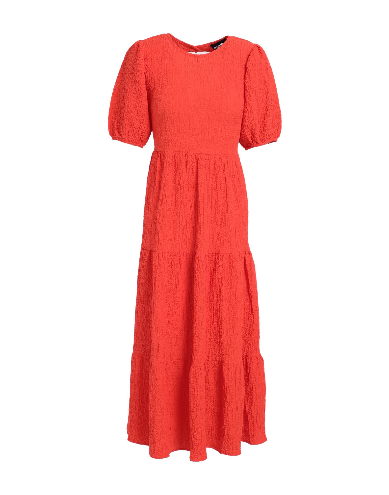 Shop Desigual Woman Midi Dress Tomato Red Size L Tencel Lyocell, Polyester, Elastane