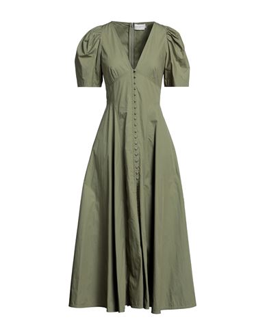 Three Graces London Woman Midi Dress Military Green Size 2 Cotton