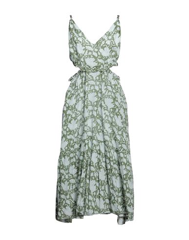 Shop Maje Woman Maxi Dress Green Size 10 Cotton, Viscose