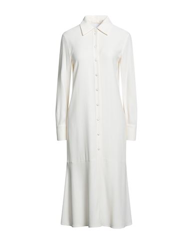 Erika Cavallini Woman Midi Dress Cream Size 6 Viscose, Acetate In White