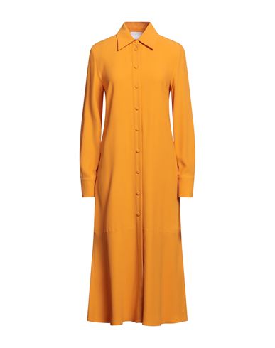 Erika Cavallini Woman Midi Dress Orange Size 8 Viscose, Acetate