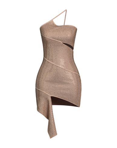 Andreädamo Andreādamo Woman Mini Dress Beige Size M Viscose, Polyester